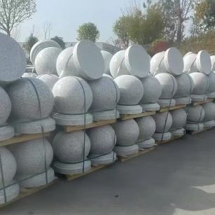 广安 白麻花岗岩石材圆球，石球，挡车球，隔离球，景观石球，风水球等