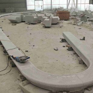 广安 芝麻白花岗岩弧形花坛石，坐凳石