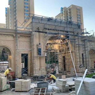 广安 黄金麻荔枝面花岗岩小区门楼外墙干挂