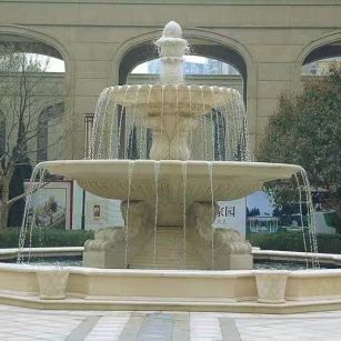 广安 黄金麻花岗岩异型加工——户外庭院石雕流水喷泉