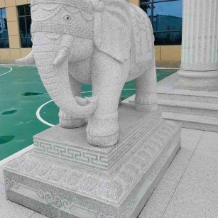 广安 白麻花岗岩动物异形石雕-大象