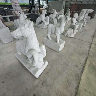 广安 芝麻白花岗岩造型立体雕刻——十二生肖