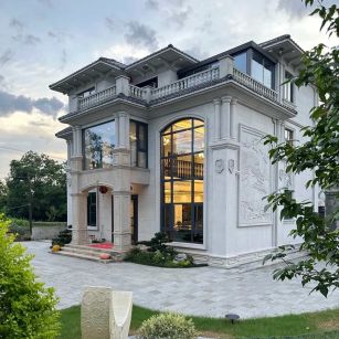 广安 白麻花岗岩私人别墅干挂石材豪华定制