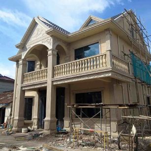 广安 黄金麻花岗岩石材私人别墅雕花门楼柱阳台栏杆