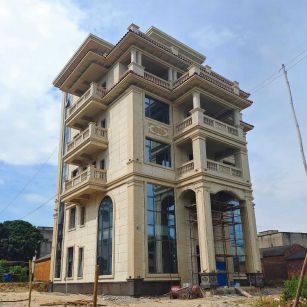 广安 黄金麻花岗岩石材别墅外墙干挂搭配（雕花栏杆花瓶柱门楼罗马柱）