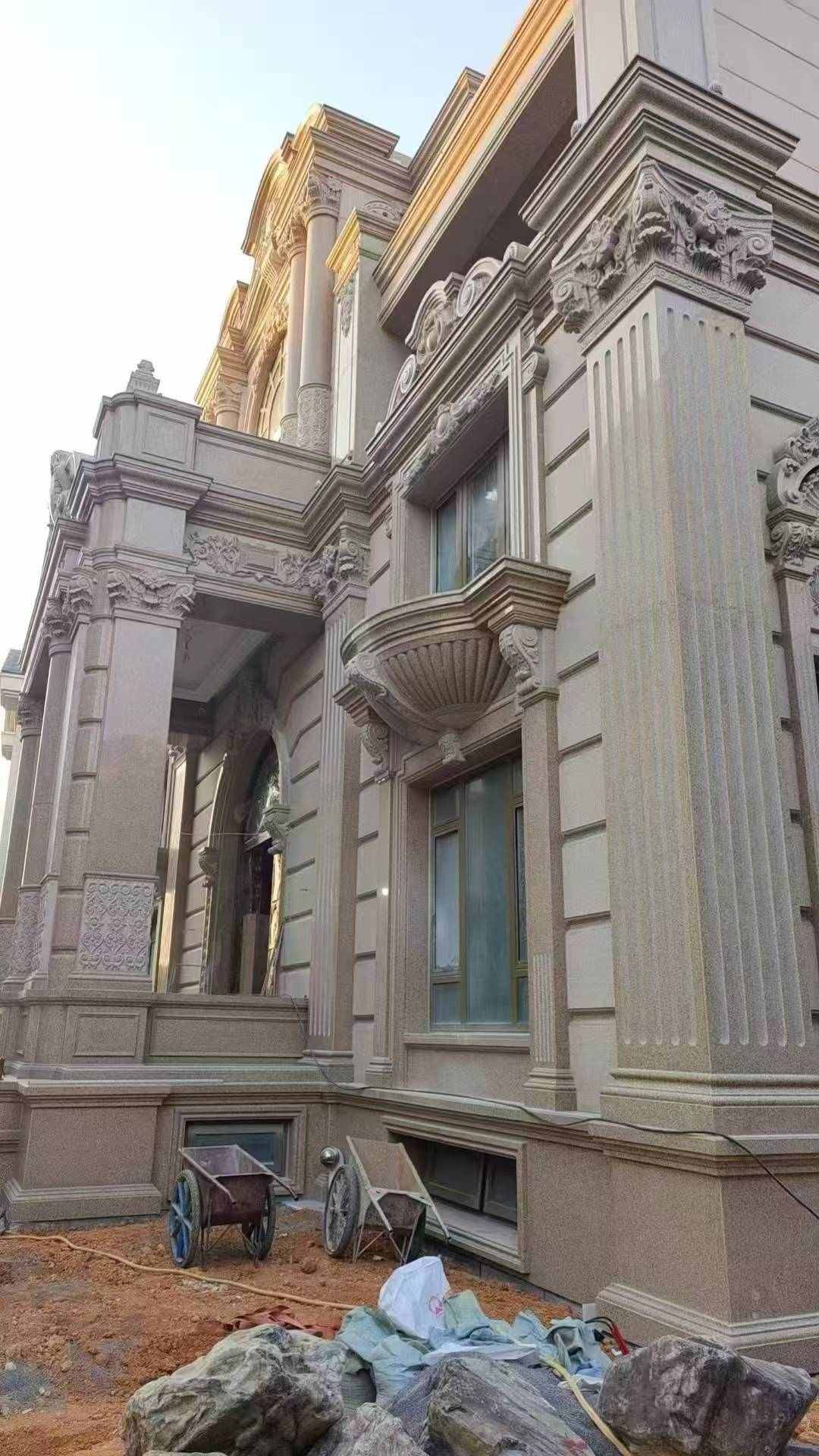 广安 黄金麻花岗岩光面别墅外墙干挂施工完成