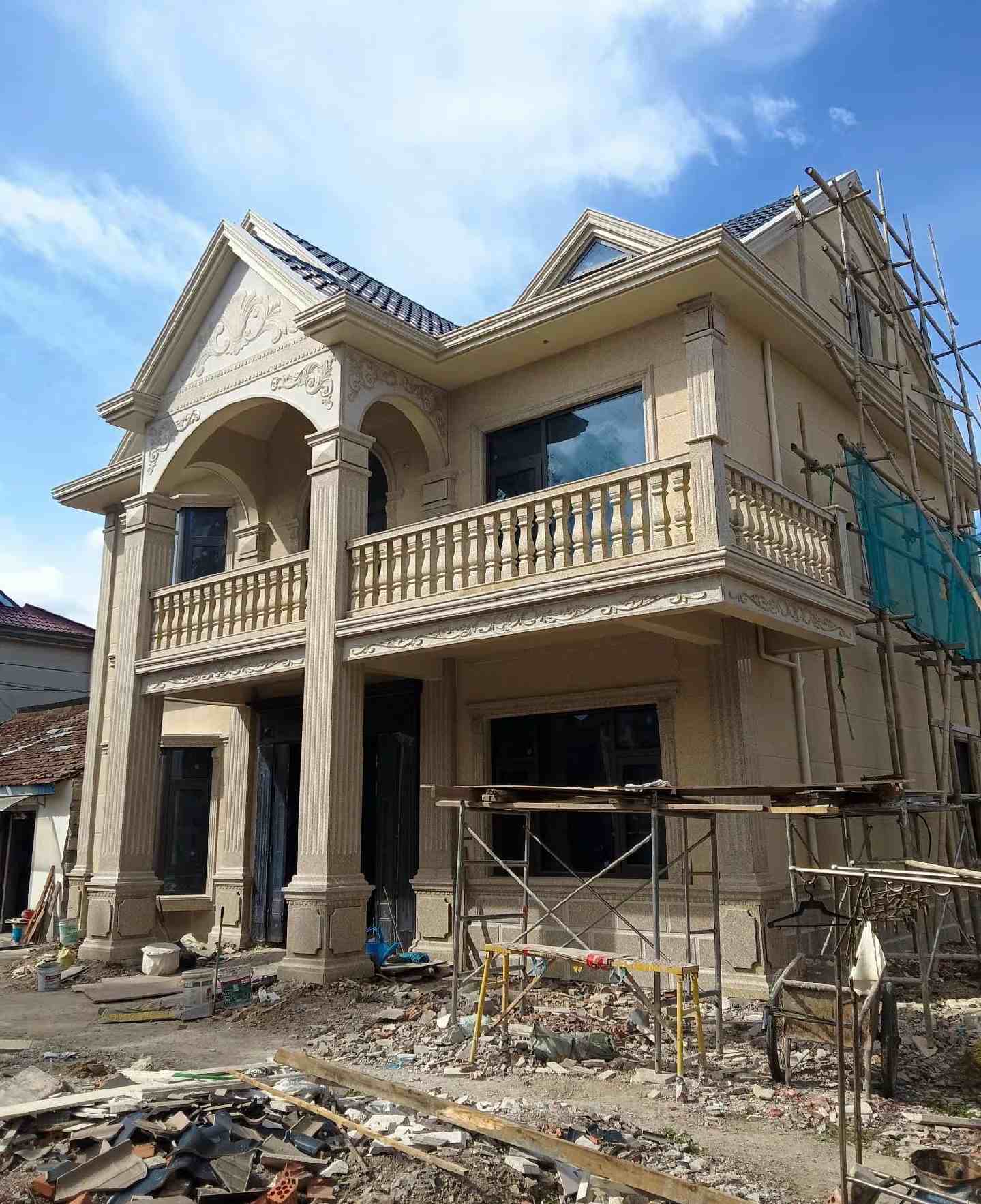 广安 黄金麻花岗岩石材私人别墅雕花门楼柱阳台栏杆