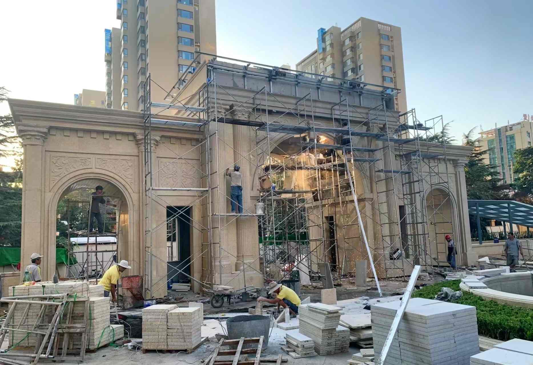 广安 黄金麻荔枝面花岗岩小区门楼外墙干挂